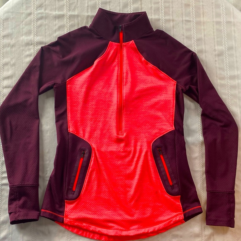 Under Armour Cold Gear 3/4 Zip Pull Over Red and Purple-EUC